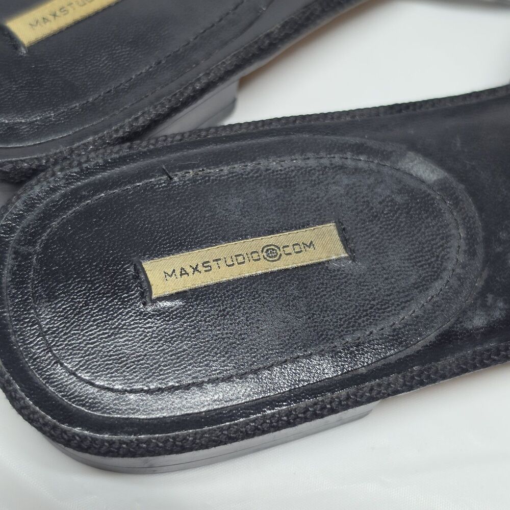 Vintage 90s Y2K Max Studio Black Mules Leather Butterflies Accent Women's 7.5 - Picture 5 of 10
